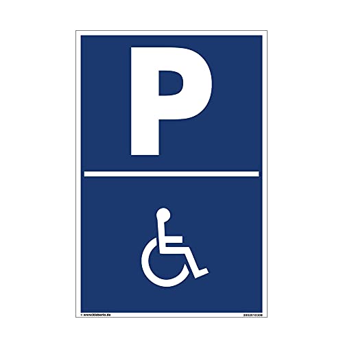 Kleberio® Parkplatz Schild - Behindertenparkplatz - 20 x 30 cm Parken verboten Schild Privatgrundstück Einfahrt freihalten Schilder Ausfahrt freihalten Privat Parkplatzschilder Rollstuhl von kleberio