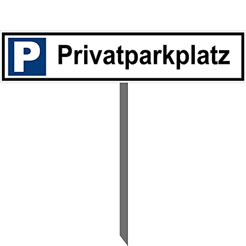 Kleberio® Parkplatz Schild - Privatparkplatz - 52 x 11 cm mit Pfosten 100 cm Privatgrundstück, Parken verboten, Verbotsschilder, Privat, Parkplatzschilder, Parkverbot, Parkschilder von kleberio