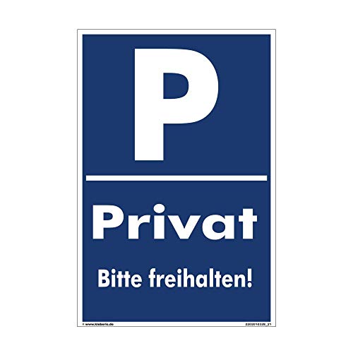 Kleberio® Privatparkplatz Schild - Privat Bitte freihalten - 20 x 30 cm Parken verboten Schild Privatgrundstück Einfahrt freihalten Schilder Ausfahrt freihalten Privat Parkplatzschilder von kleberio