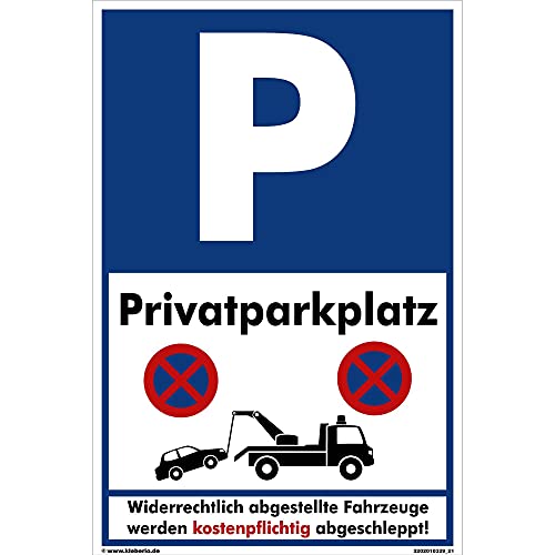 Kleberio® Schild Kunststoff - Privatparkplatz - Privat bitte freihalten Parken verboten Schild Privatgrundstück Einfahrt freihalten Schilder Ausfahrt freihalten Privat Parkplatzschilder 20 x 30 cm von kleberio