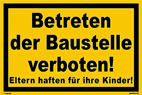 Kleberio® Warn Schild 60 x 40 cm - Betreten der Baustelle verboten! - Baustellenschild stabile Aluminiumverbundplatte von kleberio