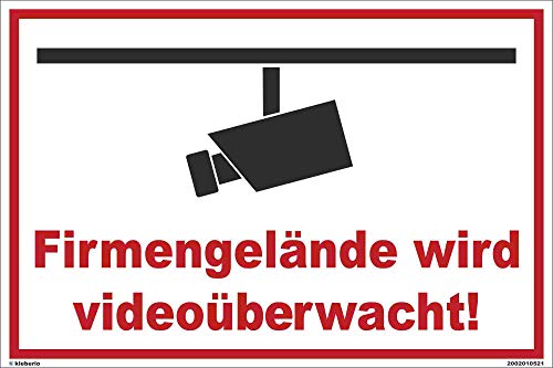 Kleberio® Warn Schild 60 x 40 cm - Firmengelände - stabile Aluminiumverbundplatte von kleberio