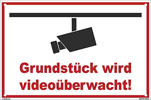 Kleberio® Warn Schild 60 x 40 cm - Grundstück - mit 4 Bohrlöchern (4mm) in den Ecken stabile Aluminiumverbundplatte von kleberio