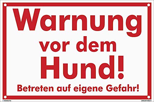 Schild 60 x 40 cm -Warnung vor dem Hund - mit 4 Bohrungen von kleberio