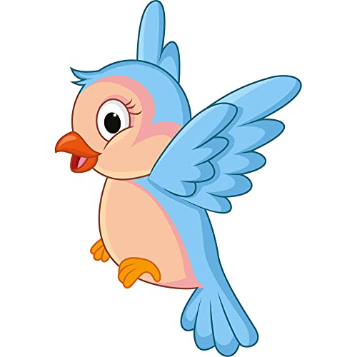 Kleberio Aufkleber Blauer Vogel wasserfest Sticker Familie Vogel lächeln Tier bunt Schnabel Kinder Deko Autoaufkleber 12 x 8 cm von kleberio