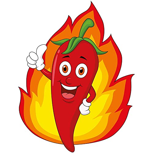 Kleberio Aufkleber scharfe rote Chilischote mit Flamme wasserfest Gemüse Sticker Küche Restaurant Deko Autoaufkleber 12 x 9 cm von kleberio