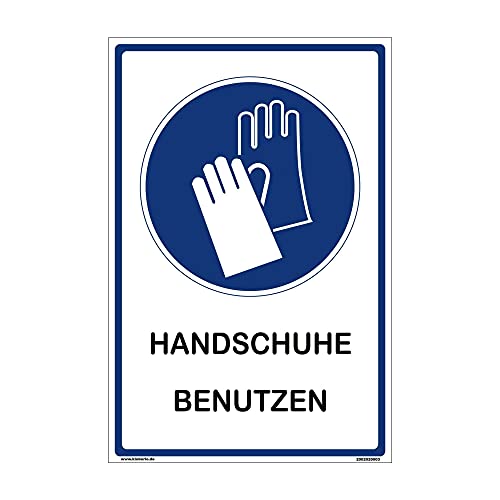 kleberio® Hinweisschild Labor - Handschuhe benutzen - 20 x 30 cm Arbeitshandschuhe Gummihandschuh Schutzschuhe Werkstatt Schild Chemie Labor Handschutz Sicherheitshandschuhe von kleberio