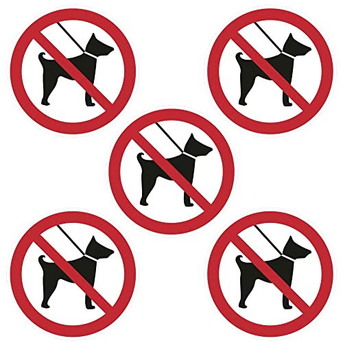 Kleberio® Selbstklebende Aufkleber - Hunde sind an der Leine zu führen - 10 cm 5 Stück Piktogramm wetterfest Sticker Hunde Zugang nur mit Leine Hinweis für Sicherheit von kleberio