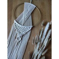Makramee Traumfänger Wandbehang Wanddeko Weiß Natur Vintage Boho Ø 25cm von Knots4Dogs