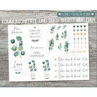 Folie Für Kommunionkerze Eukalyptus Symbole, Kerzentattoo, Kerzensticker, Deko, Tattoofolie Kerzen, A4, Basteln, Diy von kleinesfuechslein