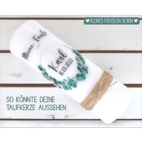 Kerzenfolie Eukalyptus-Kranz, Kerzentattoo, Kerzensticker, Taufe Deko, Tattoofolie Für Kerzen, A4, Patenkerze + Taufkerze Basteln von kleinesfuechslein