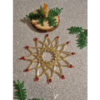 Perlenstern Ca. 8cm Gold/Rot Baumschmuck Christbaumschmuck Geschenk Geschenkanhänger Perlenstern Ca. 8cm Gold/Rot Baumschmuck Christbaumschmuck Geschenk Geschenkanhänger von kleinesternenfee