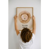 Affirmation Poster - Kinderzimmer Deko Mutmach Bild Wandposter Babyzimmer Aquarell Tierbild Geschenkidee Ich Bin Mutig von kleineswunderArt