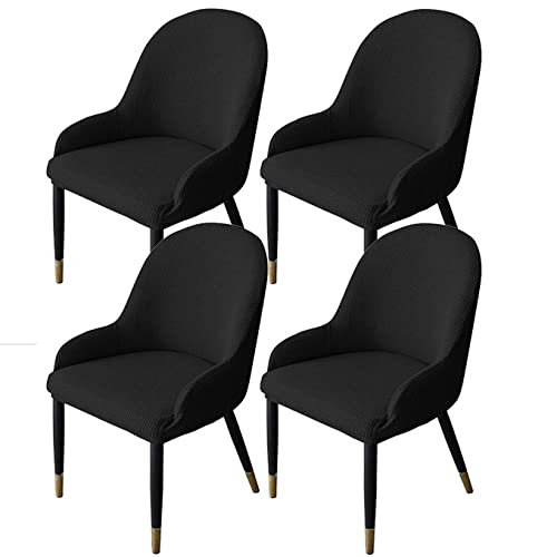 klkjk Stuhlhussen Stretch Esszimmer Stuhlabdeckung Mit Armlehne 1/2/4/6er Set Büro-Stuhlbezug Elastische Rückenlehne Stuhlabdeckung Fuir Hochzeit Party Hotel Bankett Stuhl Abdeckung Schwarz von klkjk