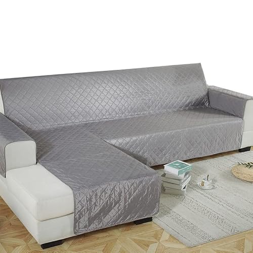 klkjk Wasserdicht Sofabezug/Couchbezug Eckcouch L Form Sofaüberwurf 3/2/1sitzer Sofa Überwürfe Antirutsch Sofahusse Schutz vor Haustier Katze Sofa Abdeckung Grau (Color : A, Size : Left(200 * 270cm)) von klkjk