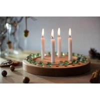 Adventskranz Buche | Adventskalender Wiederverwendbar Nachhaltig Für Kinder Und Erwachsene/ Mit Kerzen Murmeln/Weichnachten von klotzaufklotz