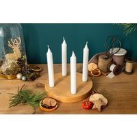 Adventskranz Holz Buche Für 4 Stab-Kerzen Auf Einer Holzscheibe/Weihnachtskranz Und Weihnachtsdeko in Handarbeit | Wiederverwendbar von klotzaufklotz