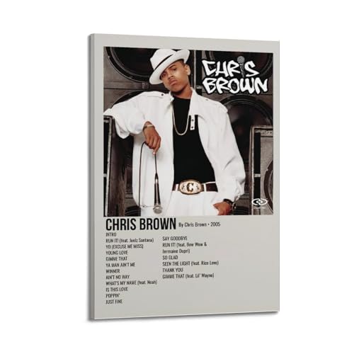 klouds Chris Brown Album-Poster, dekoratives Gemälde, Leinwand, Schlafzimmer, Kunst, Wohnzimmer, Dekoration, modern, ästhetisches Poster, 30 x 45 cm, Rahmenstil von klouds