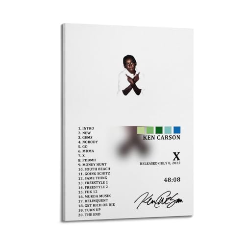 klouds Rapper Ken Carson Album X Tracklist Poster, dekoratives Gemälde, Leinwand, Schlafzimmer, Kunst, Wohnzimmer-Dekor, modernes ästhetisches Poster, 30 x 45 cm, Rahmenstil von klouds
