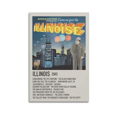 klouds Sufjan Stevens Illinois Poster, dekoratives Gemälde, Leinwand, Schlafzimmer, Kunst, Wohnzimmerdekoration, modernes ästhetisches Poster, 60 x 90 cm, ungerahmter Stil klouds Sufjan Stevens Illinois Poster, dekoratives Gemälde, Leinwand, Schlafzimmer, Kunst, Wohnzimmerdekoration, modernes ästhetisches Poster, 60 x 90 cm, ungerahmter Stil von klouds