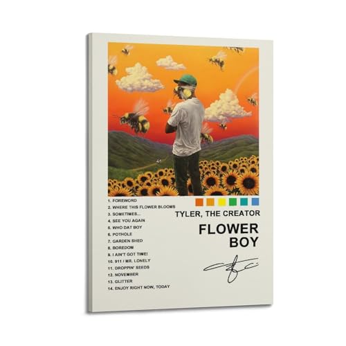 klouds Tyler Poster The Creator Album, Flower Boy Tracklsit Poster, dekoratives Gemälde, Leinwand, Schlafzimmer, Kunst, Wohnzimmerdekoration, modernes ästhetisches Poster, 30 x 45 cm, Rahmenstil von klouds