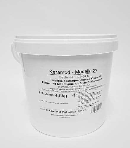 Keramod Modellgips (Alabastergleich). Formen-Gießen-Modellieren. Feinstgemahlen, Weiß. 4,5kg von Kalk-Laden
