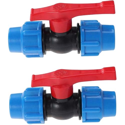 2 x Gartenschlauch-Absperrventil, 20 mm, robuster Kunststoff-Wasserschlauch-Absperrventil-Anschluss für HDPE-Wasserleitung, Kompressionspassung, Garten von klxgMM