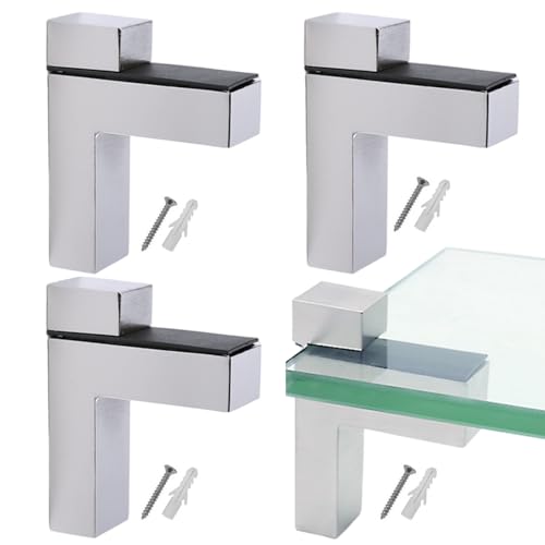 Glasregalhalterungen, F-förmig, verstellbar, Zinklegierung, Glas-Regalhalterungen, Wandhalterung für Zuhause, Küche, Badezimmer, Wandhalterung, 4 Stück Glasregalhalterungen, F-förmig, verstellbar, Zinklegierung, Glas-Regalhalterungen, Wandhalterung für Zuhause, Küche, Badezimmer, Wandhalterung, 4 Stück von klxgMM