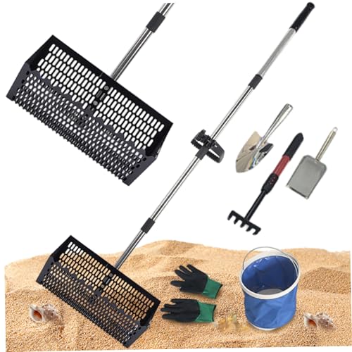 Sandfloh, Kohlenstoffstahlsandrake mit hohem Langen ergonomischen Griff und Haifischzähne, Abnehmbarer Strandflower zum Sammeln von Flöhen, Muscheln, Gartenfloh für Strand Sandfloh, Kohlenstoffstahlsandrake mit hohem Langen ergonomischen Griff und Haifischzähne, Abnehmbarer Strandflower zum Sammeln von Flöhen, Muscheln, Gartenfloh für Strand von klxgMM
