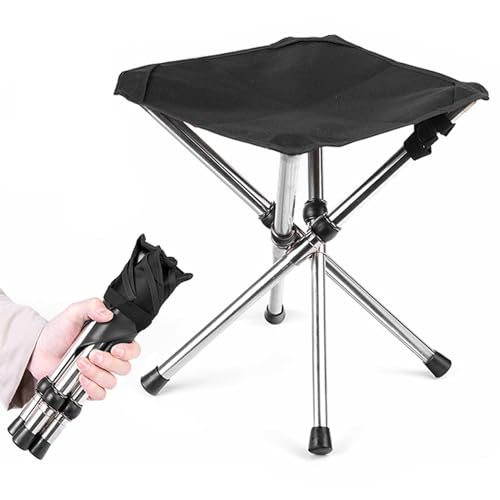 klxgMM Campinghocker 12.2 '' Hochklapper Camphocker 220 lbs Schwerladungstativstuhl tragbare Kleidung-resistente Fischereiklappstuhl für Wanderweg im Freien, das Wanderweg skampiert von klxgMM