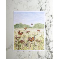 Monarch Wiese | Aquarell Blumenlandschaft Druckvorlage 100% Baumwolle Rag Papier Gepresste Blumen Mixed Media Art Monarch Wiese | Aquarell Blumenlandschaft Druckvorlage 100% Baumwolle Rag Papier Gepresste Blumen Mixed Media Art von kmpressed