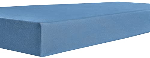 Fein-Jersey Spannbettlaken S | 90 bis 100 cm & 190 bis 200 cm | Perfekter Sitz | Oeko-Tex Standard 100 | Strapazierfähig | Pflegeleicht (Blau, 90x190-100x200 cm) von kneer KULTUR DER NACHT