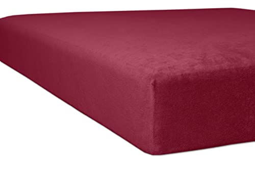 Flausch Frottee Spannbettlaken | Extra weich | Perfekter Sitz | Oeko-Tex Standard 100 | Nachhaltig | Pflegeleicht (Karmin, 140x200-160x200 cm) von kneer KULTUR DER NACHT