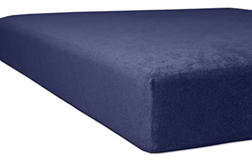 Flausch Frottee Spannbettlaken | Extra weich | Perfekter Sitz | Oeko-Tex Standard 100 | Nachhaltig | Pflegeleicht (Marine, 140x200-160x200 cm) von kneer KULTUR DER NACHT