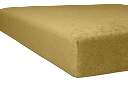 Flausch Frottee Spannbettlaken | Extra weich | Perfekter Sitz | Oeko-Tex Standard 100 | Nachhaltig | Pflegeleicht (Sand, 180x200 x 200x200 cm) von kneer KULTUR DER NACHT