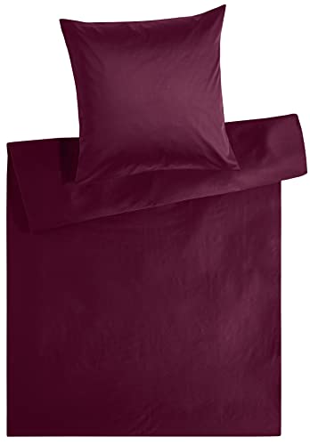 kneer KULTUR DER NACHT Satin Bettwäsche Edel-Satin Uni Bettwäsche mit Reißverschluss | Elegante Optik | Einfaches beziehen | Oeko-Tex Standard 100 | Pflegeleicht (Brombeer, 200/200 cm + 2X 80/80 cm) von kneer KULTUR DER NACHT