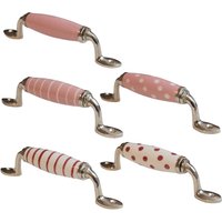 5 X Möbelgriff Set Keramik Schrankgriff Rosa Shabby Chic Schublade von knober