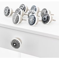 Set Möbelknöpfe Keramik 10 Stück Mandala Bedruckt Schrankknöpfe von knober