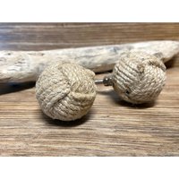 2Er Set - 1, 5" Braune Juteseil Umwickelknöpfe Affe Faustknopf Maritimes Dekor Tan Burlap Rope Natur Rustikale Küche Home Akzente von knobpologie