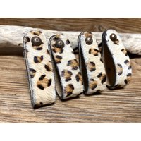 4Er Set - Leopard Print Fell Loop Schubladengriff Home Accents Lederknopf von knobpologie