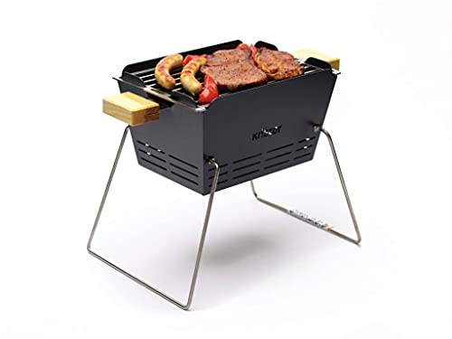 Knister Grill Holzkohlegrill - Small, Stahl Grill klein, BBQ Grill Holzkohle zum Mitnehmen Garten oder Balkon, Klappbare Beine für einfachen Transport (2-3 Personen) von knster