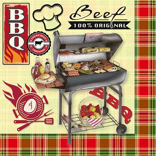 Servietten mit Motivdruck BBQ SEASON (33 x 33 cm / 3 - lagig - 20 Stück) TOP QUALITÄT von knusper.haus