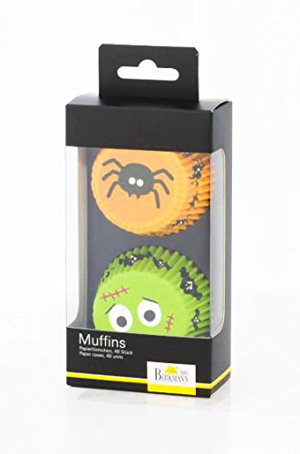 knusper.haus Muffins Papierförmchen Halloween SPINNE + NARBENGESICHT (48 Stück / 3,2 x 7 cm) FETTDICHT von knusper.haus