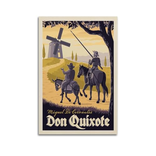 koanga Vintage Literarische Poster Don Quijote Poster Dekorative Malerei Leinwand Wandposter und Kunstbild Druck Moderne Familie Schlafzimmer Dekor Poster 50 x 75 cm von koanga