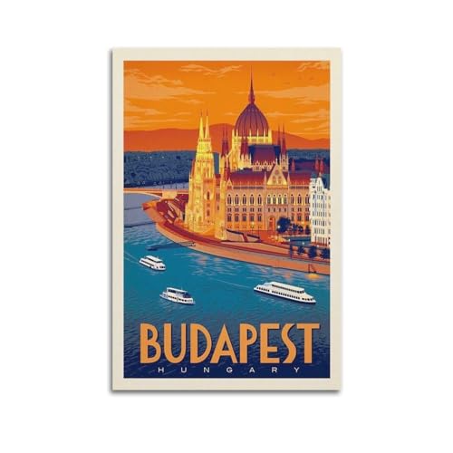 koanga Vintage-Poster, Budapest-Poster, dekoratives Gemälde, Leinwand, Wandposter und Kunstdruck, modernes Familienschlafzimmer, Dekoration, Poster, 30 x 45 cm von koanga