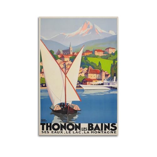 koanga Vintage-Poster Thonon Les Bains, dekoratives Gemälde, Leinwand-Wandposter und Kunstdruck, modernes Familienschlafzimmer-Dekor-Poster, 30 x 45 cm koanga Vintage-Poster Thonon Les Bains, dekoratives Gemälde, Leinwand-Wandposter und Kunstdruck, modernes Familienschlafzimmer-Dekor-Poster, 30 x 45 cm von koanga