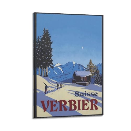 koanga Vintage Ski-Poster Verbier Poster, dekoratives Gemälde, Leinwand, Wandposter und Kunstdruck, modernes Familienschlafzimmer-Dekor-Poster, 20 x 30 cm von koanga