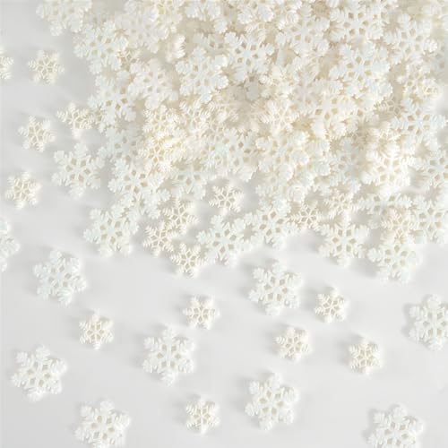 Mini-Schneeflocken-Ornament, Weihnachtsdekoration, Glitzer-Harz, weiße Schneeflocken, Weihnachtsbastelverzierung für Heimwerker, Handwerk, Weihnachtsbaum, Winterparty, Tischdekoration (2 Größen) von kockuu