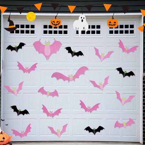 kockuu Magnetische Fledermäuse für Halloween, Garagentor, Dekoration für den Außenbereich, Halloween-Garagentor-Magnete, Fledermaus-Dekorationen mit leuchtenden Augen, Aufkleber für Kühlschrank von kockuu