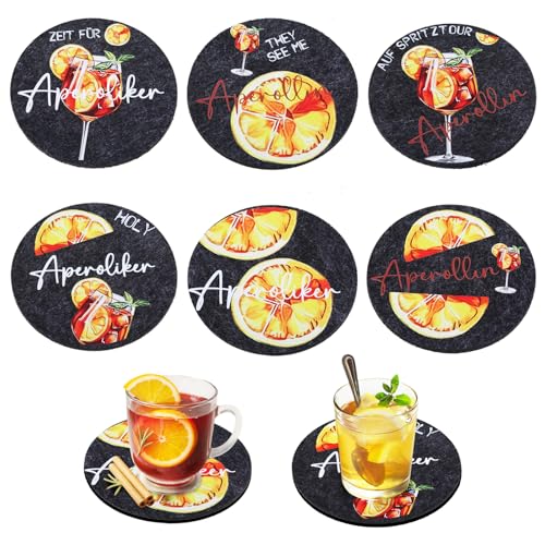 6 Stück Aperol Untersetzer,Geschenkset, Getränke, Geschenk Orange Getränkeuntersetzer Cocktail Tischdeko Für Trinkgläser Aperolliebhaber von kodivenj